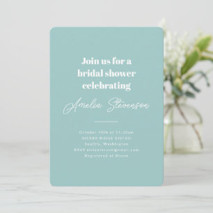 Invitation Moderne Minimaliste Simple Fête de Mariée Aqua Ble