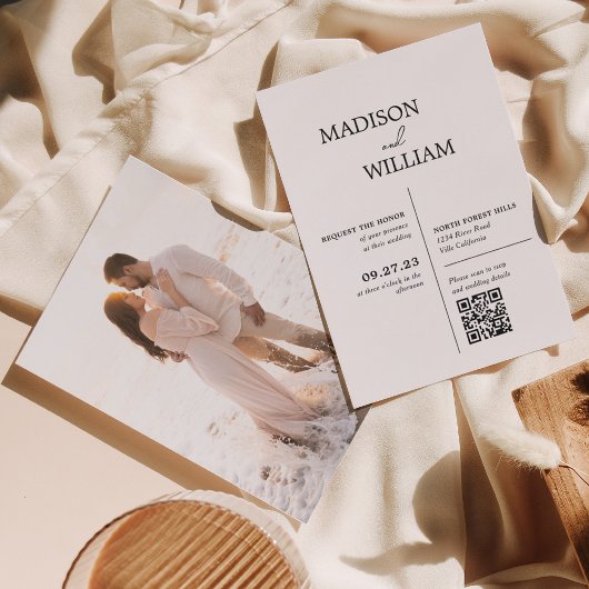 Invitation Moderne minimaliste simple Mariage blanc