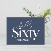 Invitation Moderne minimaliste simple marine bleu 60e anniver (Debout devant)