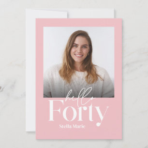 Invitation Moderne minimaliste simple rose girly 40e annivers