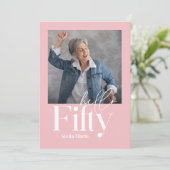 Invitation Moderne minimaliste simple rose girly 50e annivers (Debout devant)