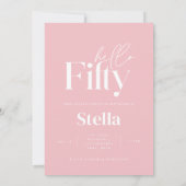 Invitation Moderne minimaliste simple rose girly 50e annivers (Dos)