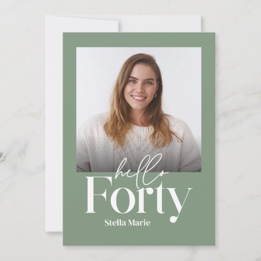 Invitation Moderne minimaliste simple sauge vert 40e annivers (Devant)