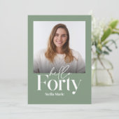 Invitation Moderne minimaliste simple sauge vert 40e annivers (Debout devant)