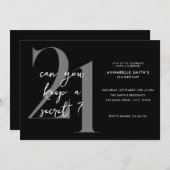 Invitation Moderne minimaliste Surprise 21e anniversaire (Devant / Derrière)