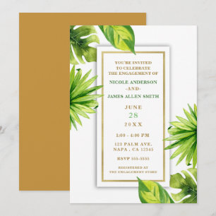 Invitation Moderne Minimaliste Tropicale Feuilles Vertes de F