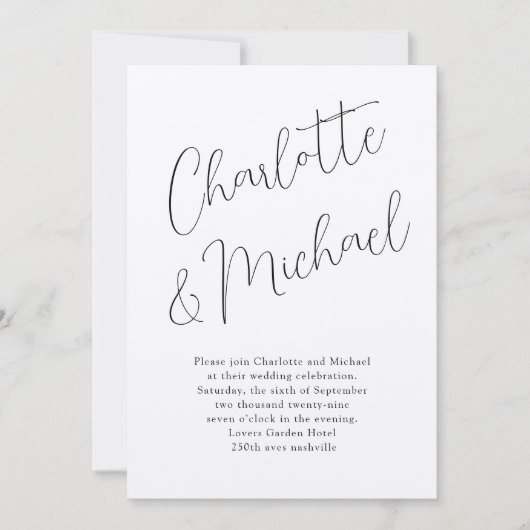 Invitation Moderne, minimaliste, typographie - (Devant)