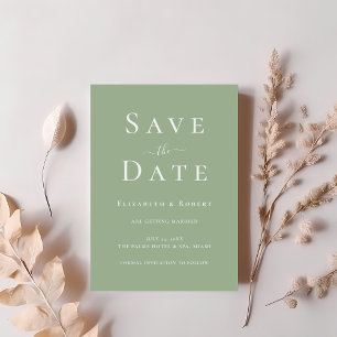 Invitation Moderne Minimaliste Vert Sauge Économisez la Date