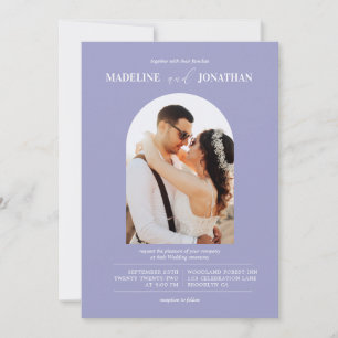 Invitation Moderne minimaliste violet Mariage d'arche photo