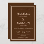 Invitation Moderne minimalsit Élégant Classique Mariage Brown (Devant / Derrière)