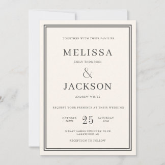 Invitation Moderne minimalsit Élégant Mariage classique