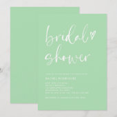 Invitation Moderne Mint Green Calligraphie Fête des mariées c (Devant / Derrière)