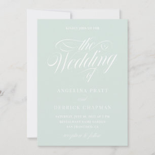 Invitation Moderne Mint Green Élégante Calligraphie Mariage d