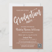Invitation Moderne Mocha Mousse QR Code Parti de Graduation P (Devant)