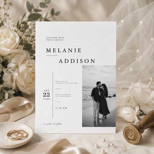 Invitation Moderne modèle d'invitation de mariage éditorial.