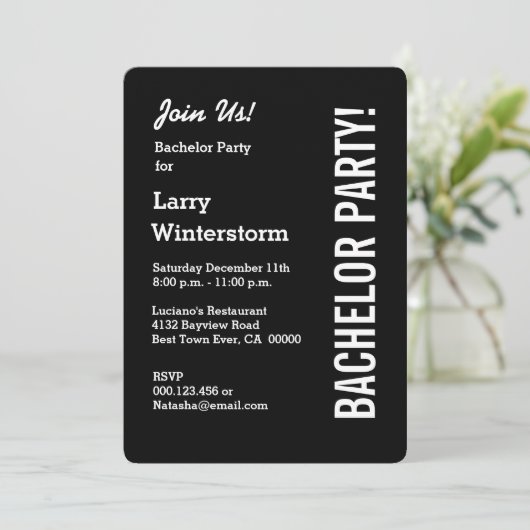 Invitation Moderne MODELE M9 de SOIREE de GARÇON Noir (Debout devant)