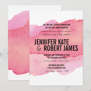 Invitation MODERNE MODERNE Minimal rose aquarelle MARIAGE NOI