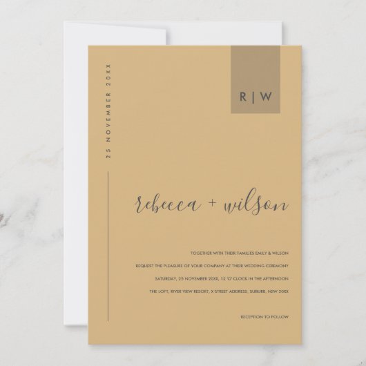 INVITATION MODERNE MODERNE MODERNE MARIAGE DE TYPOGRAPHIE D'O (Devant)