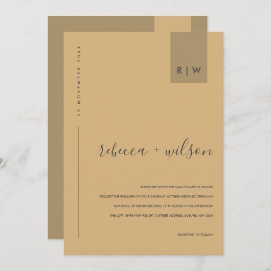 INVITATION MODERNE MODERNE MODERNE MARIAGE DE TYPOGRAPHIE D'O (Devant / Derrière)