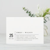 INVITATION MODERNE MODERNE NOIR ET BLANC MARIAGE DE TYPOGRAPH (Debout devant)
