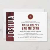 Invitation MODERNE MONOGRAMME BAR MITZVAH barre latérale roug (Devant)