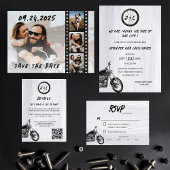 Invitation Moderne Monogramme Motorcycle Mariage d'aventure