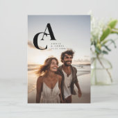 Invitation Moderne, Monogramme, Photo, QR-Code (Debout devant)