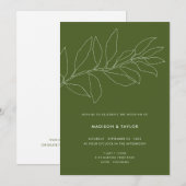 Invitation Moderne Moss Green Botanical Floral Mariage (Devant / Derrière)