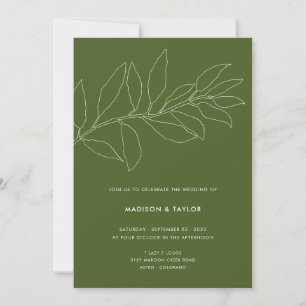Invitation Moderne Moss Green Botanical Floral Mariage