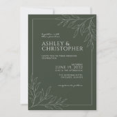 Invitation Moderne Moss Green Foliing Plan Mariage photo (Devant)