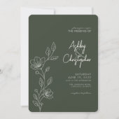 Invitation Moderne Moss Green Foliing Plan Mariage photo (Devant)