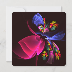 Invitation Moderne Motif Abstrait Floral Coloré Art #06