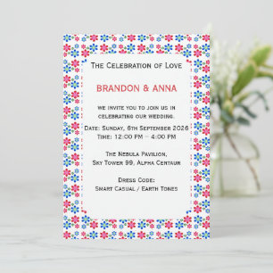 Invitation Moderne motif de mariage floral vibrant et dynamiq