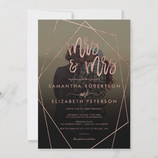 Invitation Moderne mrs script terrarium photo lesbienne maria (Devant)