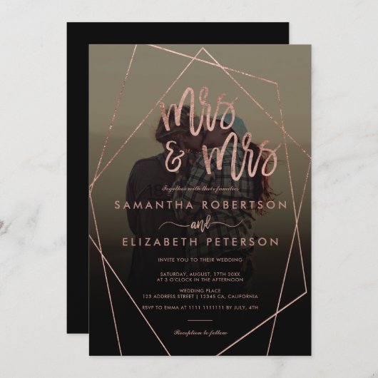 Invitation Moderne mrs script terrarium photo lesbienne maria (Devant / Derrière)