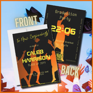 Invitation Moderne Multicolor Black Techno Graduation Party