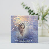 Invitation Moderne Musique Grad Photo Blue ID899 (Debout devant)