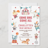 Invitation Moderne n n'importe quel genre Red Circus 1er anni (Devant)