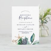 Invitation Moderne Nautique | Réception de Mariage Verdure (Debout devant)
