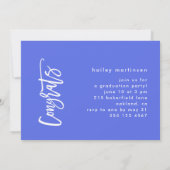 Invitation Moderne Neon Blue Typographie Photo Grad Party (Dos)