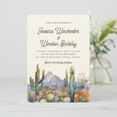 Invitation Moderne Neutral Desert Cactus Mariage paysage (Debout devant)
