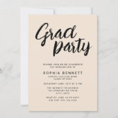 Invitation Moderne Neutre Minimal Brush Script Grad Party (Devant)