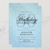 Invitation Moderne N'Importe Quel Âge Anniversaire Bleu Parti (Devant / Derrière)