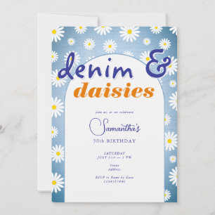 Invitation Moderne N'Importe Quel Âge Arc Denim Daisers Été A