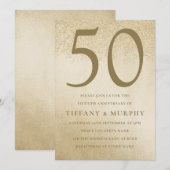 Invitation Moderne noces d'or de 50e anniversaire de mariage (Devant / Derrière)