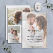 Invitation Moderne Noir Blanc Calligraphie Faux Vellum 4 Phot