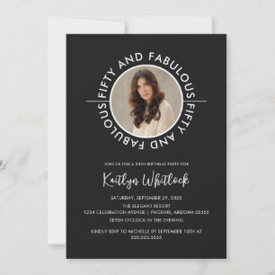 Invitation Moderne Noir Blanc Cinquante et Incroyable Anniver