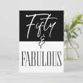 Invitation Moderne Noir Blanc Cinquante & Fantastique Anniver (Debout devant)