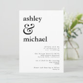 Invitation MODERNE NOIR & BLANC Mariage d'aquarelle (Debout devant)