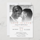 Invitation Moderne noir blanc ombre photo gay mariage (Devant)